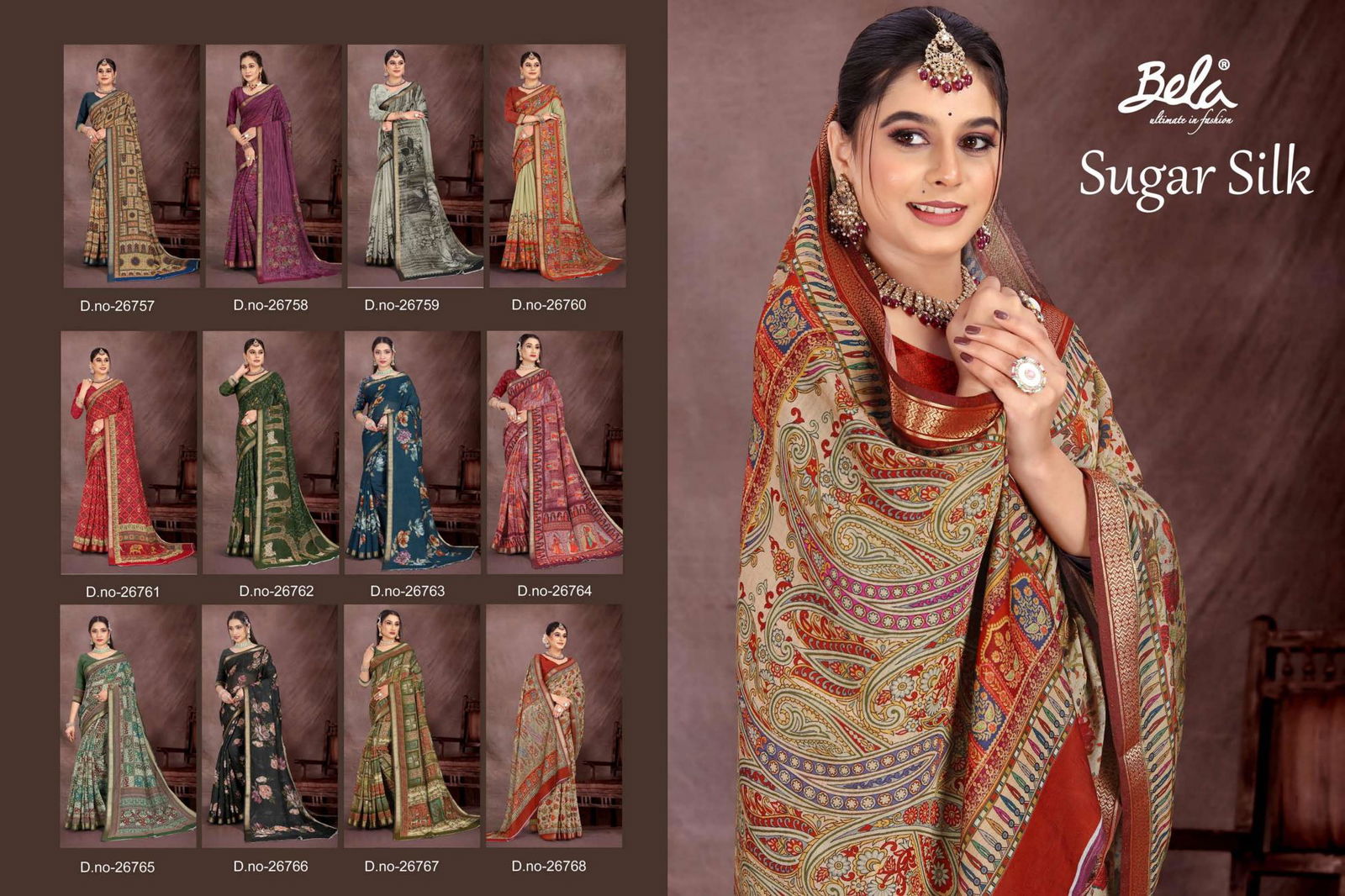 Sugar Silk By Bela Fashion Viscose Digital Printed Saree Exporters In India
