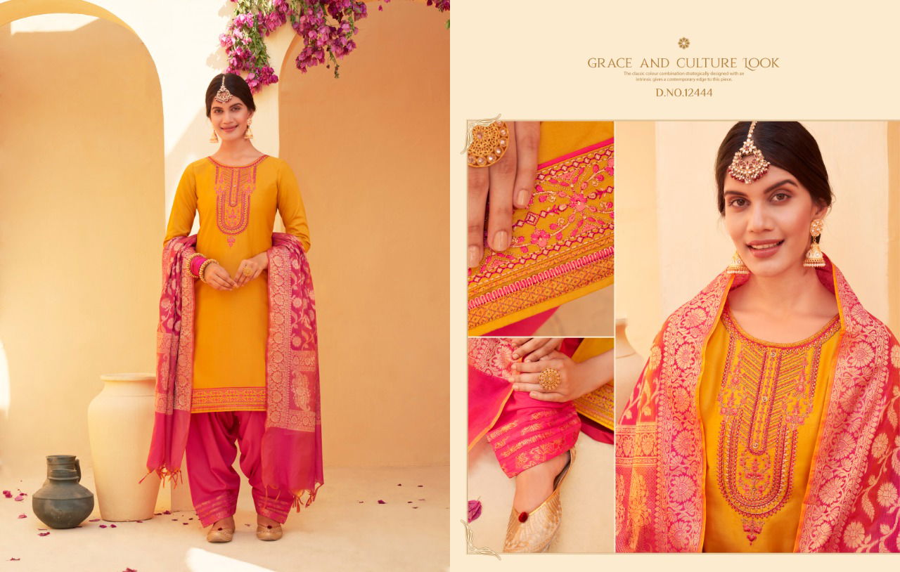 KAJREE SUNHERI PATIYALA VOL-4 Latest Fancy Designer Festive Wear Jam Silk with Embroidery Work And Khatli Work Readymade Salwar Suit Collection