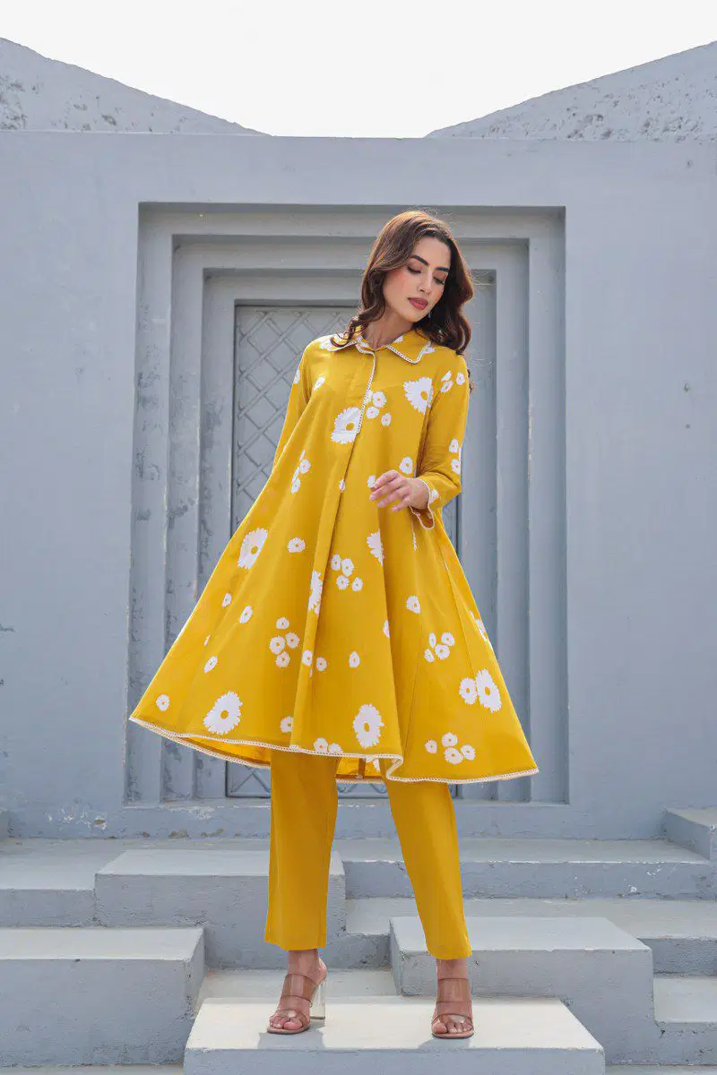 Tanyaa P 412 Fancy Collar Cotton Printed Kurti With Bottom Wholesale Online