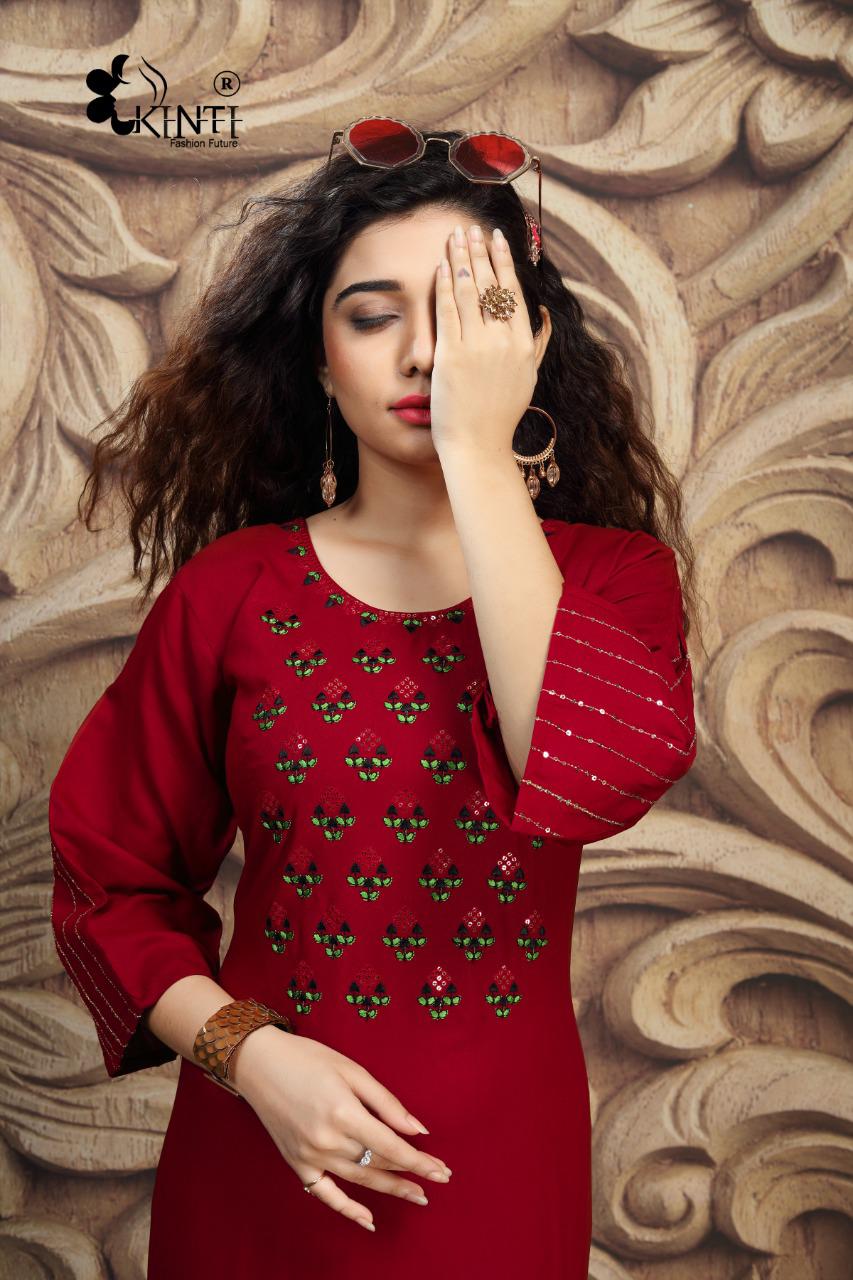 Kinti Hayaat Casual Wear Printed Rayon Designer Kurti Collection

