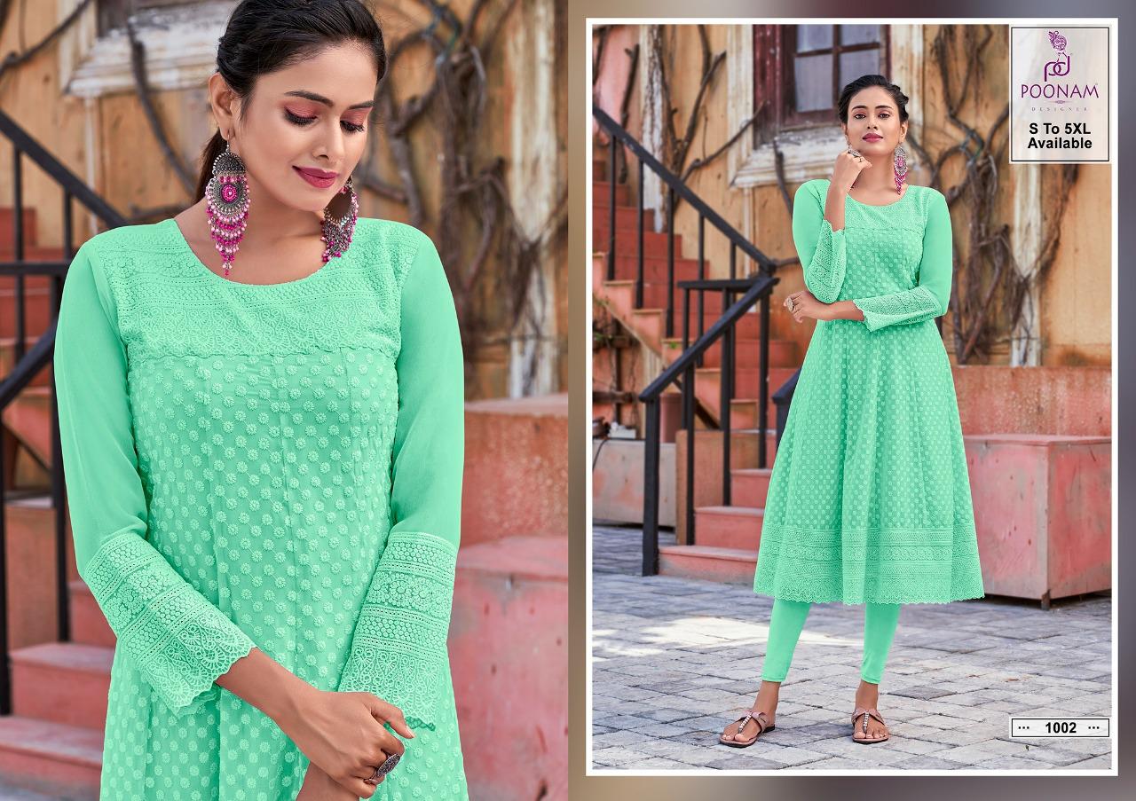 Poonam Rangrez Ethnic Wear Georgette Designer Kurti Collection
