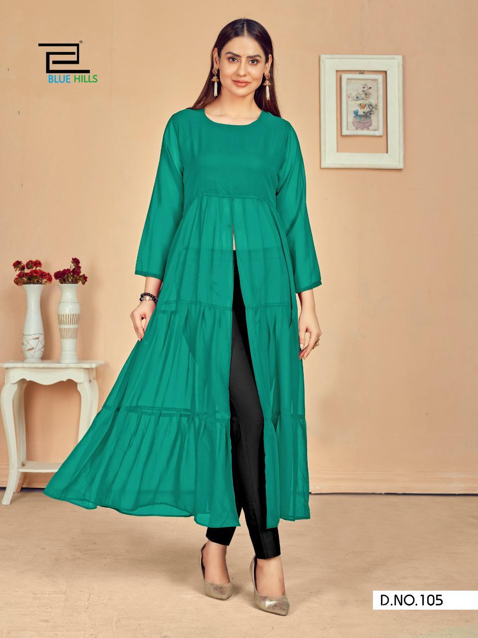 Blue Hills Tokyo Ethnic Wear Designer Georgette Long Kurti Collection
