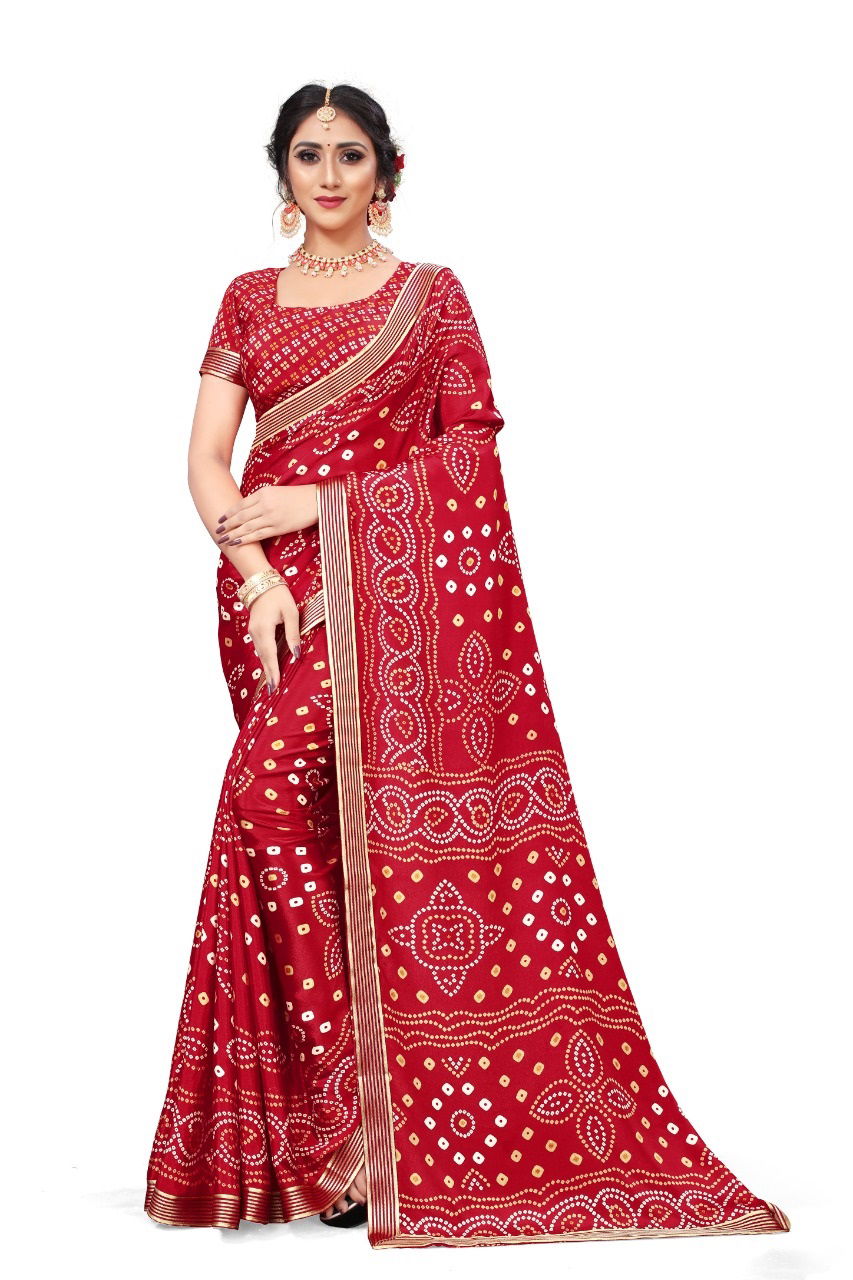 Bandhani Print Saree 2 Fancy Designer Festive Wear Tadki silk Printed Sarees Collection
