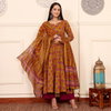 Dhruvi 308 Viscose Printed Flared Kurti With Bottom Dupatta Exporters In India