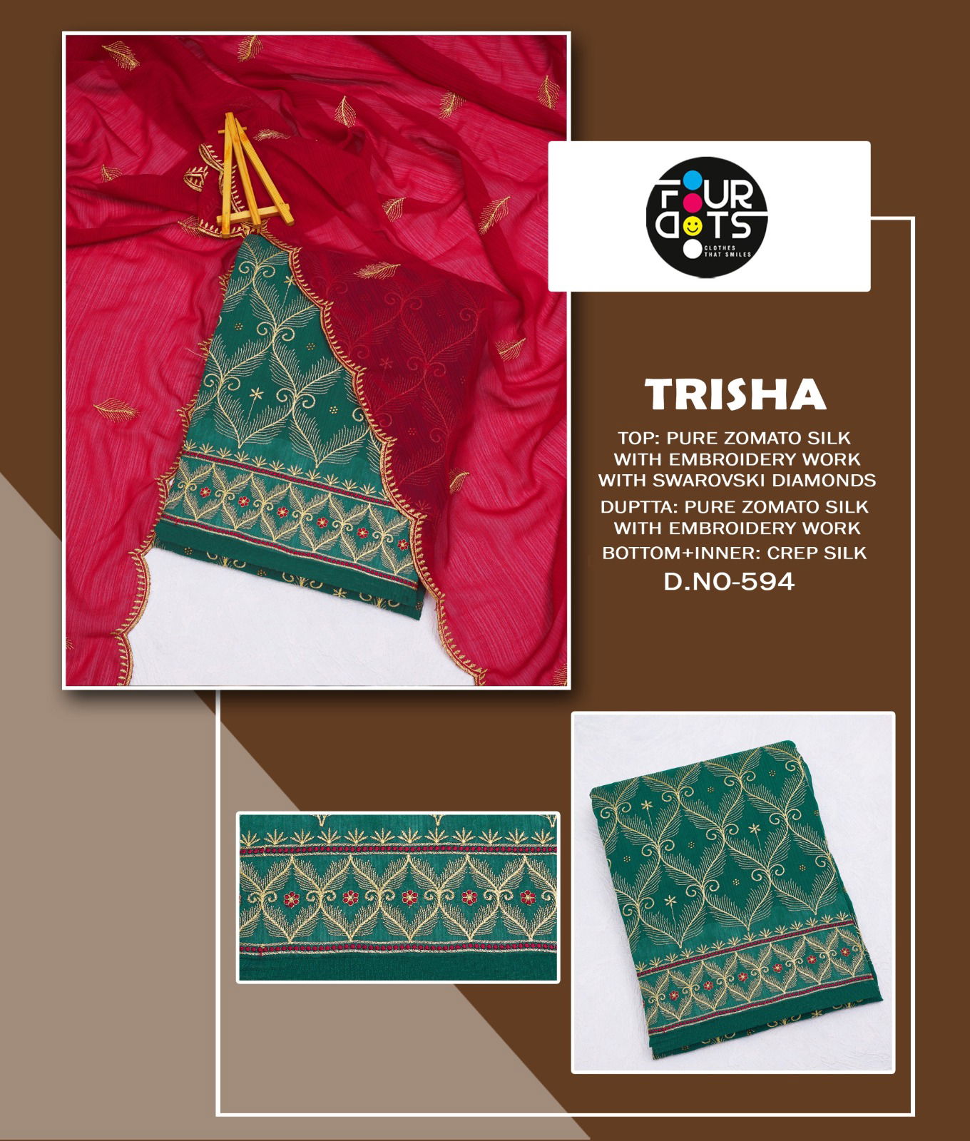 Trisha By Four Dots Dn 591 To 594 Series Non Catalog Dress Material  Manufacturers
