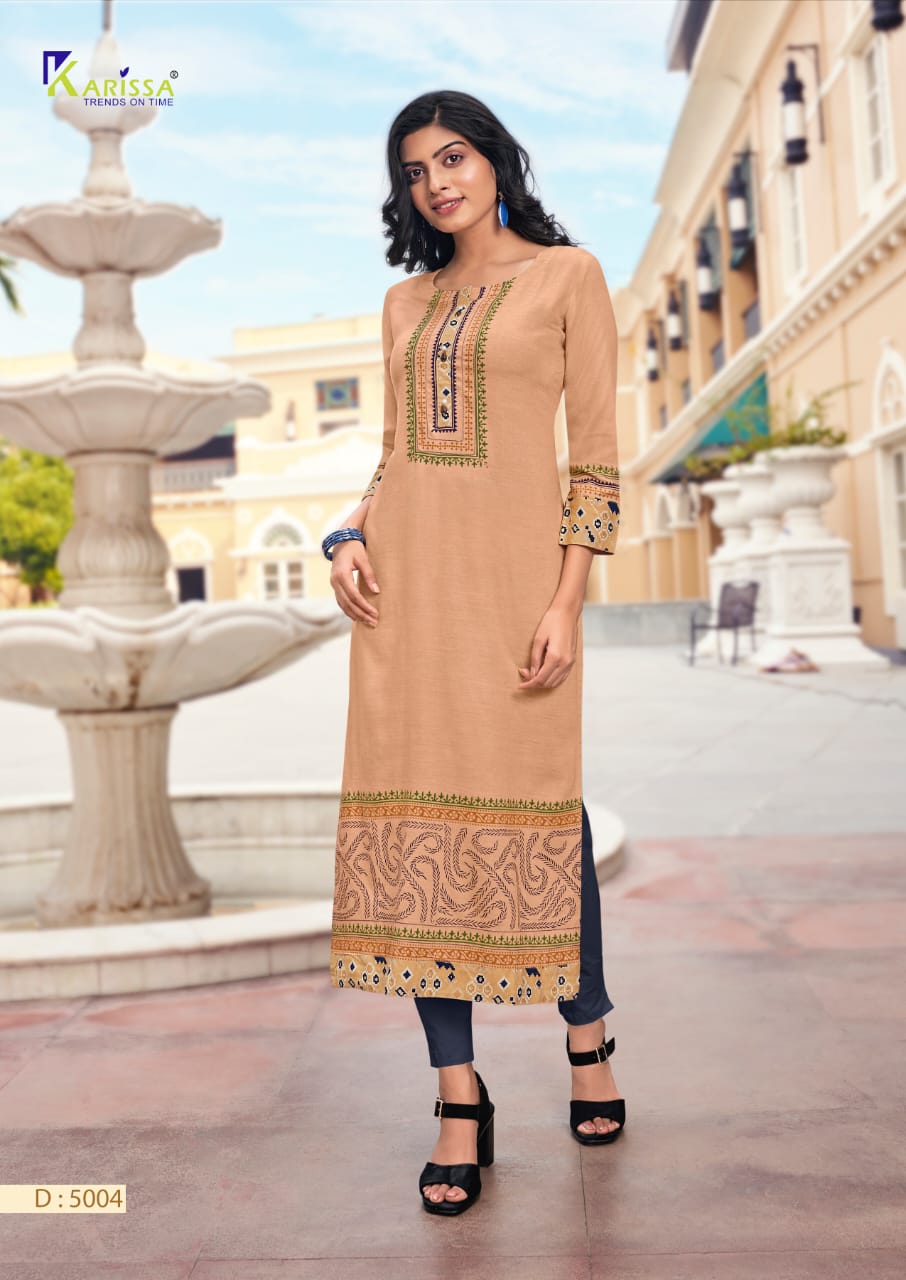 Karissa Rich Girl 5 Latest Fancy Designer Heavy Rayon Foil Print Designer Kurtis Collection
