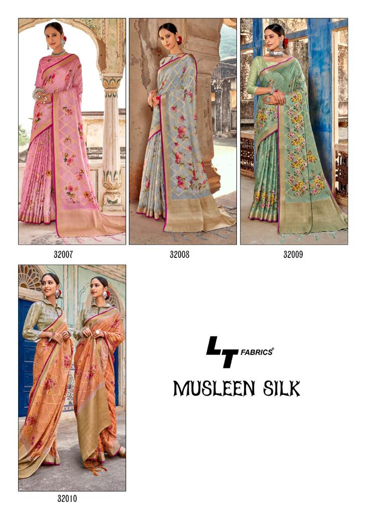 Lt Musleen Latest Casual Wear Designer Fancy Digital Printed Silk Saree Collection 