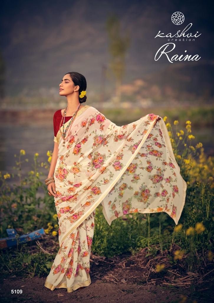 Kashvi Raina Georgette Ethnic Wear Designer Printed Saree Collection
