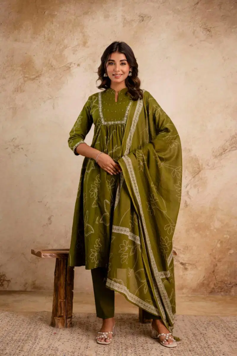 Naisha K 32 Cotton Embroidered Kurti Bottom With Dupatta Bulk Orders In India