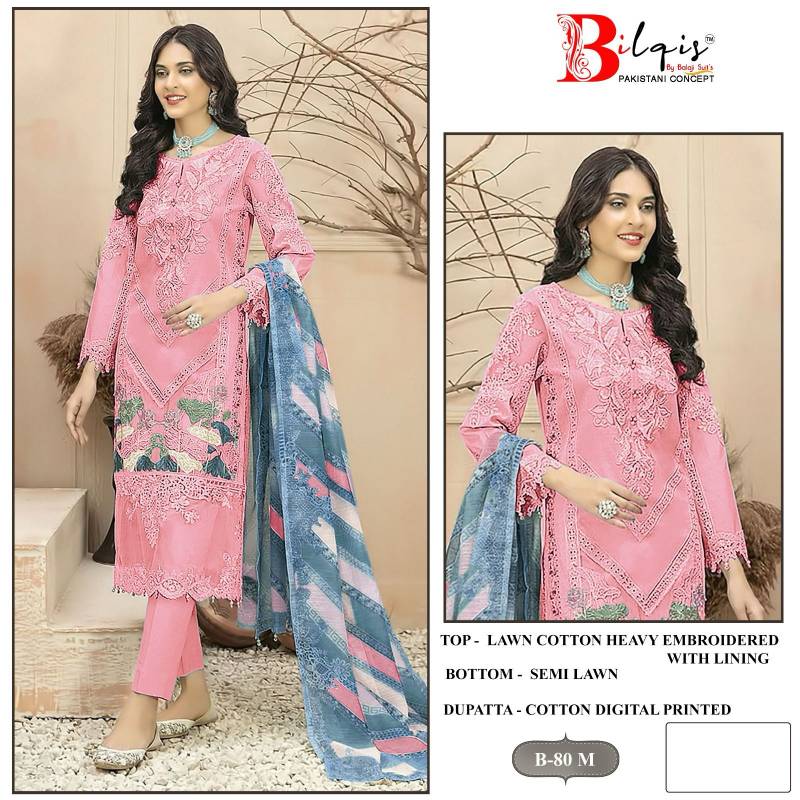 Bilqis B 80 M To P Lawn Cotton Pakistani Salwar Kameez Exporters In India