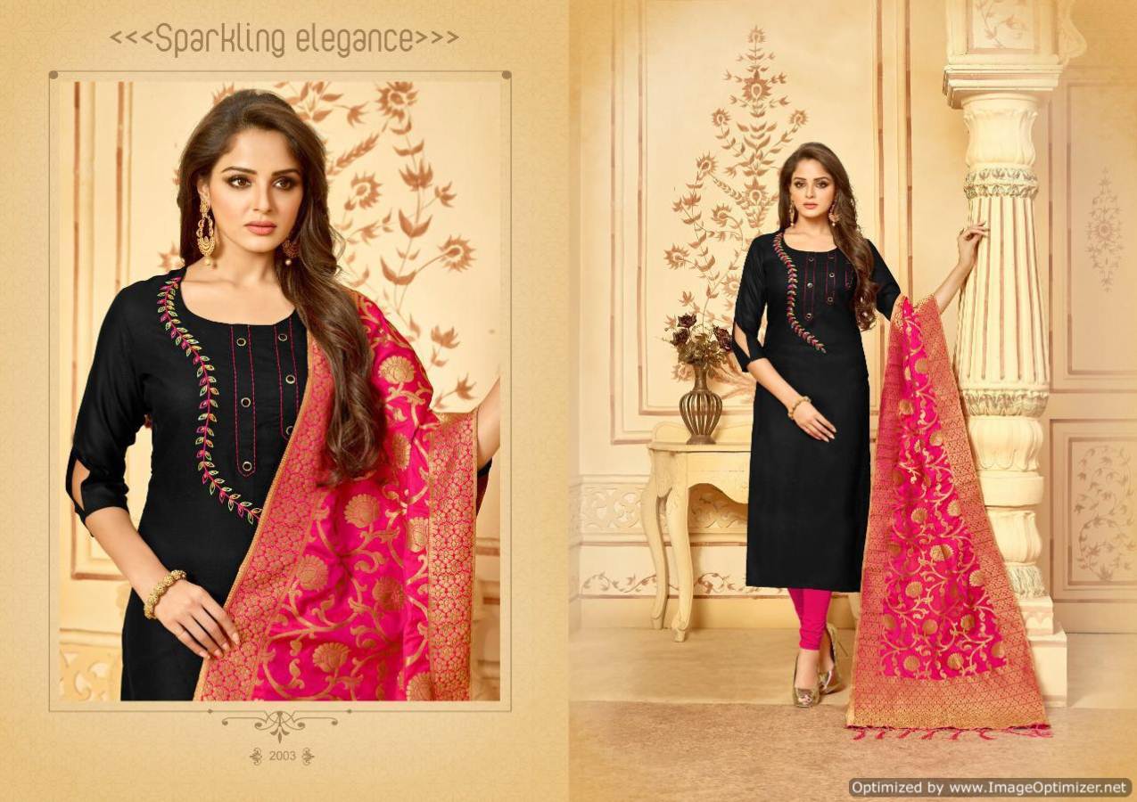 AVC Bansuri Latest Designer Embroidered Cotton Dress Material with Banarasi Jacquard Dupatta  