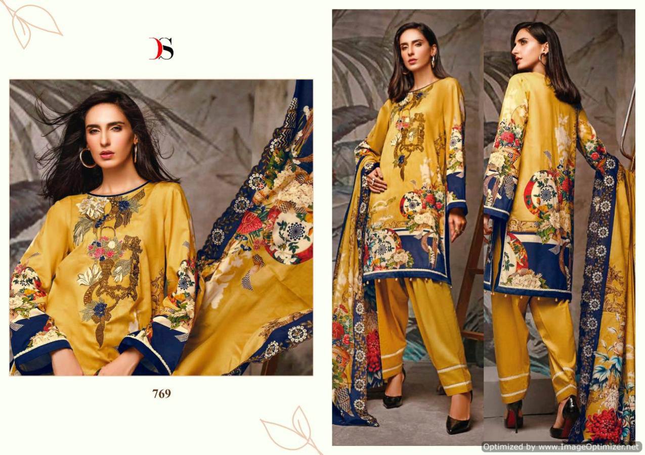 Deepsy Firdous Latest Designer Cotton Pakistani Suits Collection With Mal Mal Dupatta