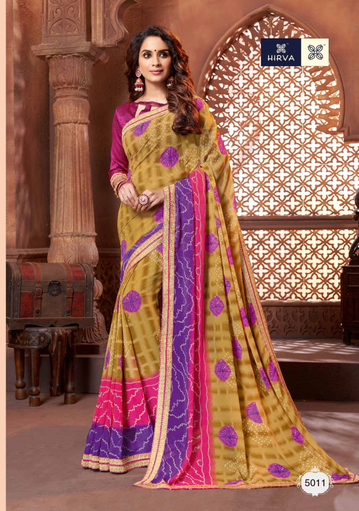 Hirva Latest Bandhani Style Designer Saree Collection 