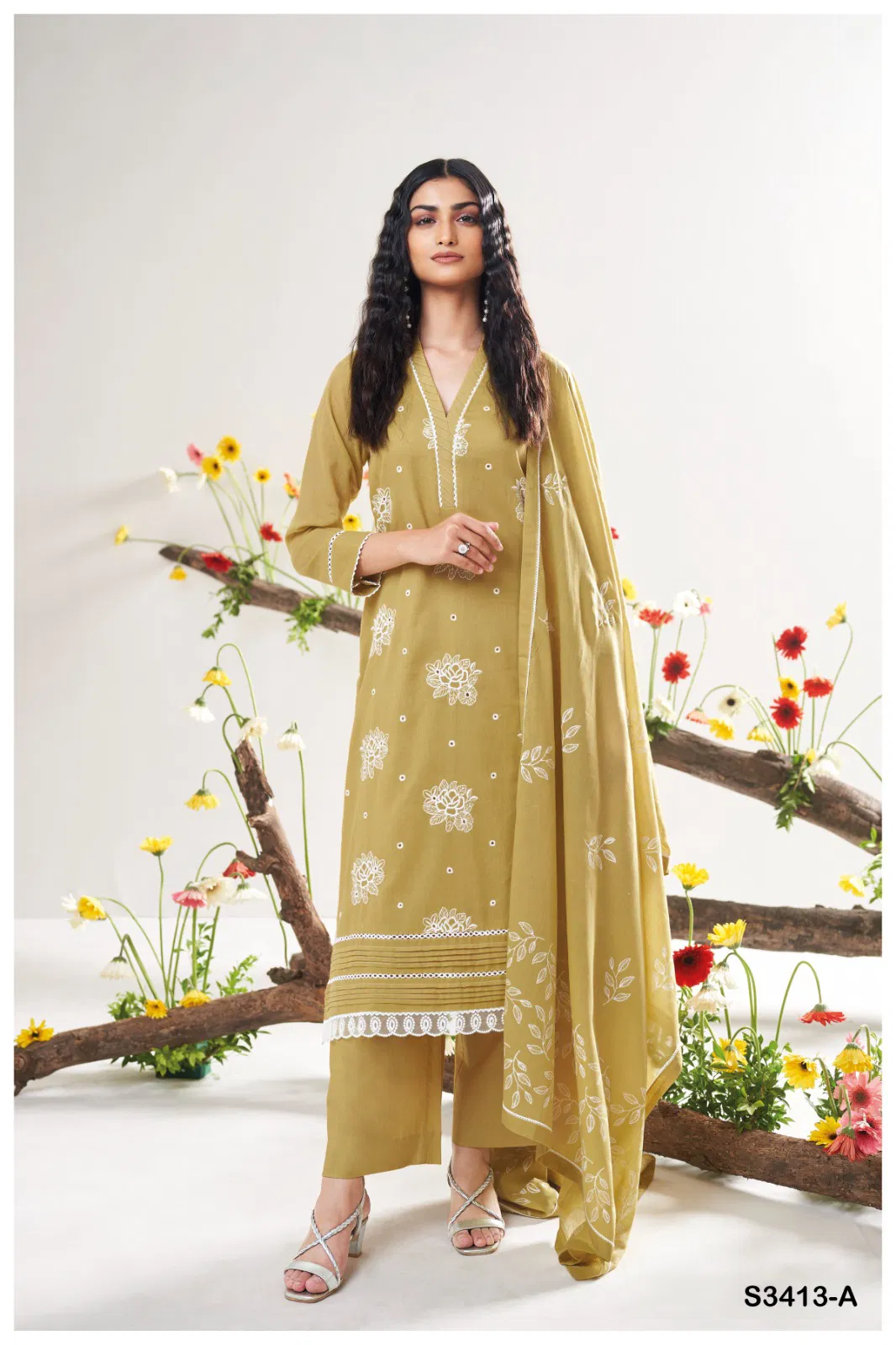 Adela 3413 By Ganga Premium Mal Embroidery Online Salwar Suit Wholesale