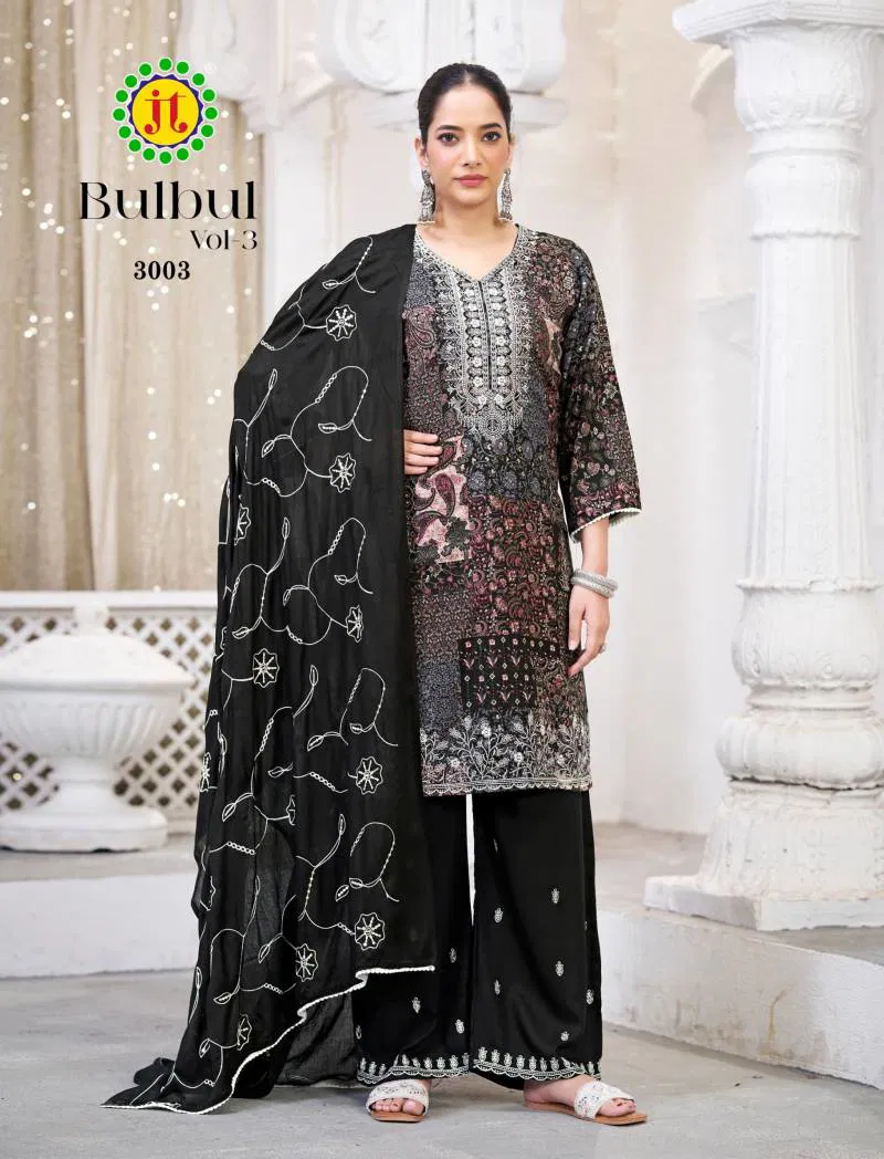 Jt Bulbul 3 Rayon Embroidered Work Dress Material Wholesale Clothing Distributors In India