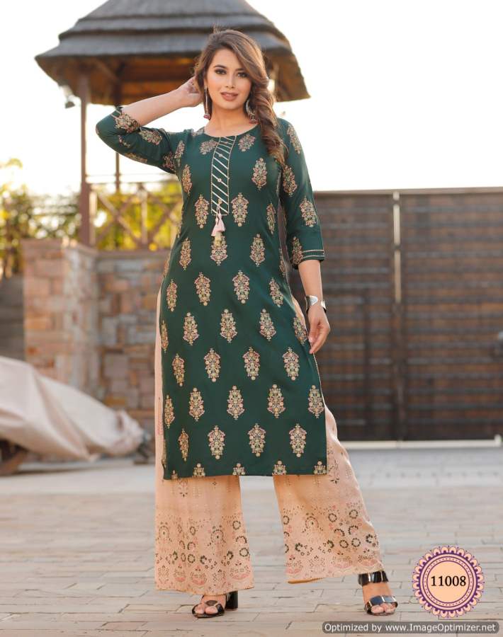 Bibas 11 Ethnic Wear Rayon Printed Kurti With Bottom Collection