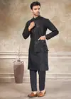 Black color Outluk Wedding Vol 49 Pure Viscose Mens Modi Jacket Kurta Pajama 4904 