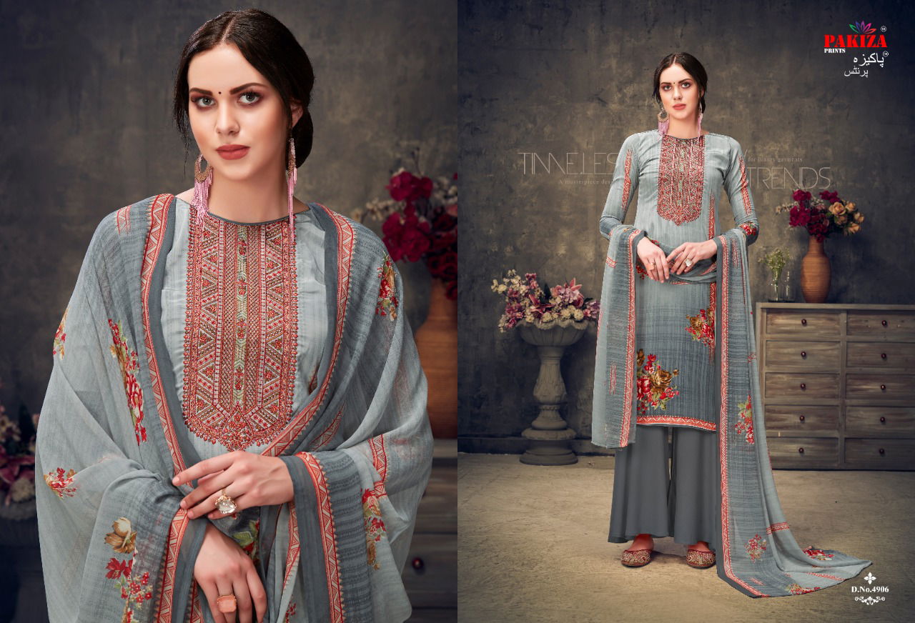 Pakiza 49 Sana Safinaz Latest fancy Designer Casual Regular Wear Crepe Silk Embroidery Work Dress Material Collection
