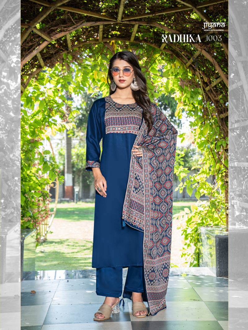 Jiyana Radhika Gajji Silk Kurti Bottom With Dupatta Suppliers In India