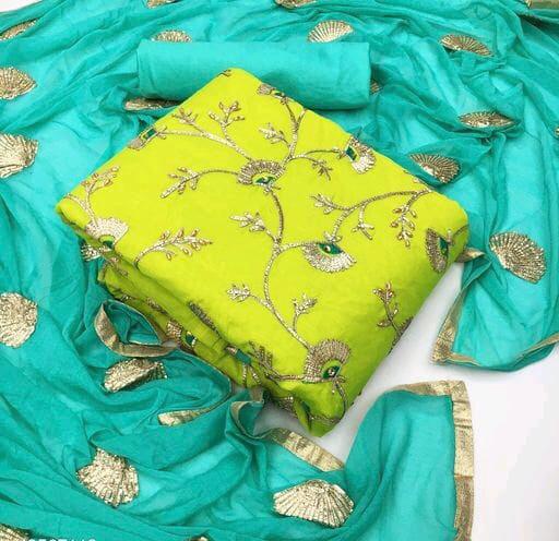 Gota Patti Special Designer Casual Wear Modal Chanderi Silk Lining Santoon Silk Nazneen Silk Dupatta Dress Material Collection
