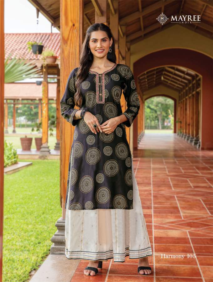 Mayree Harmony Ethnic Wear Maslin Printed Kurti With Bottom Collection