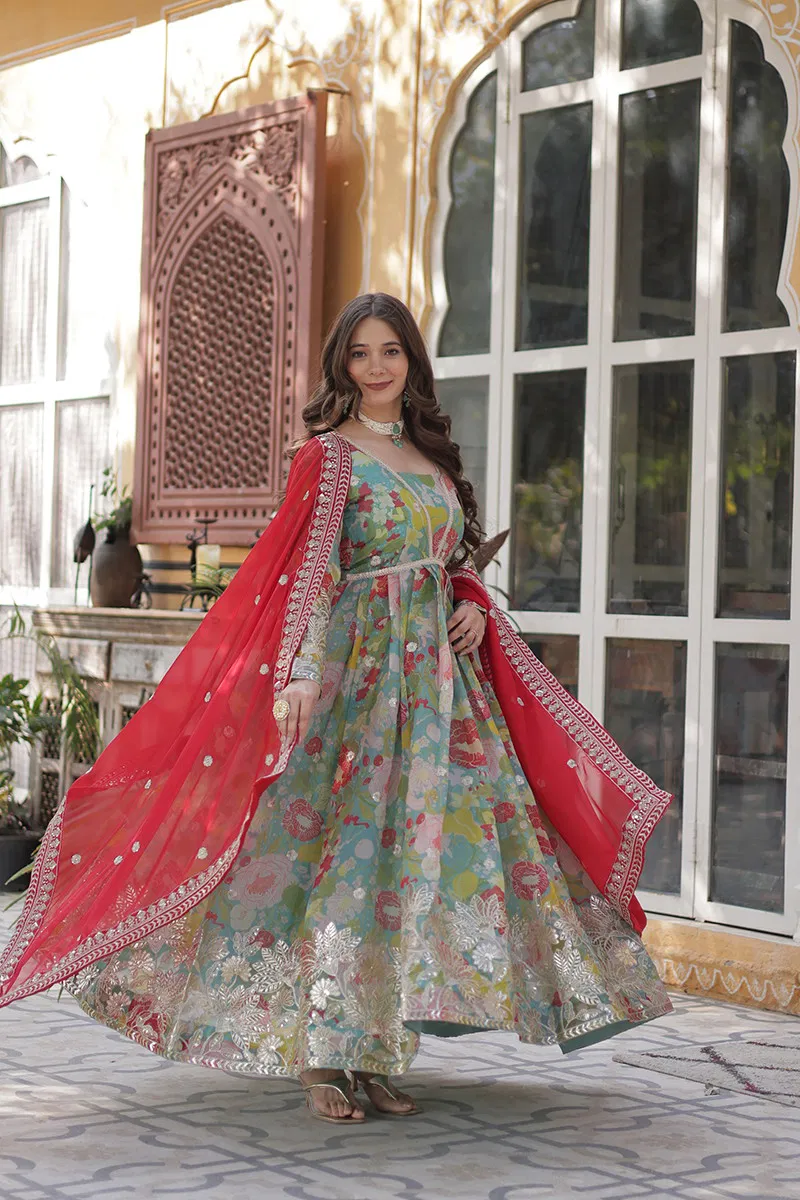 Jf 2488 89 Designer Russian Silk Gown With Dupatta Wholesale Market In Surat