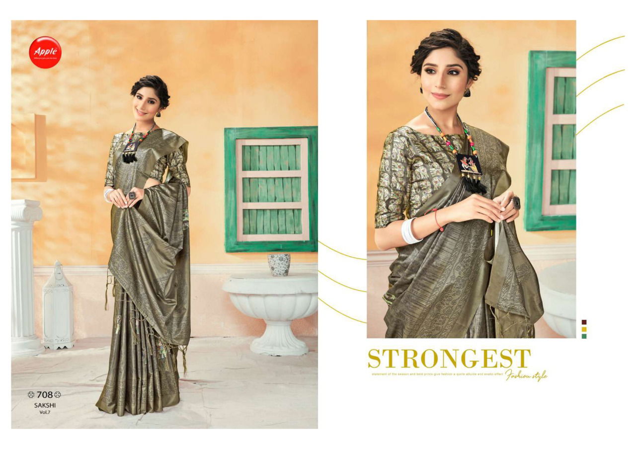 APPLE SAKSHI VOL-7 Latest Casual Regular Wear Dola Silk Saree Collection
