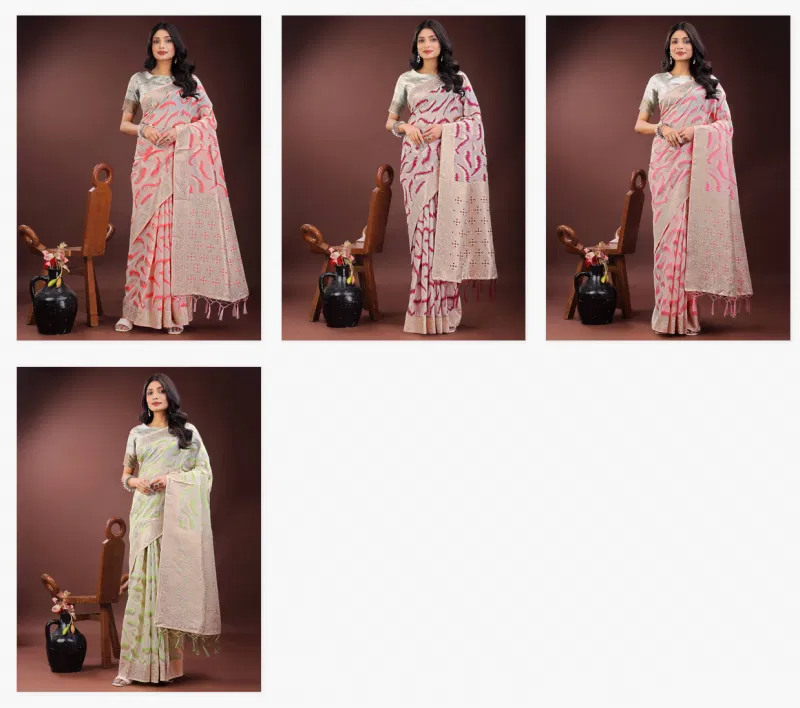 Queen Vol 4 By Ast Linen Casual Wear Linen Cotton Saree Wholesalers In Delhi
