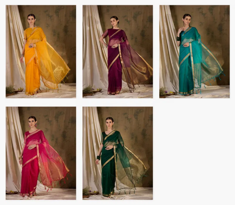 Color Set 8212 Organza Silk Festive Wear Saree Online Wholesale
