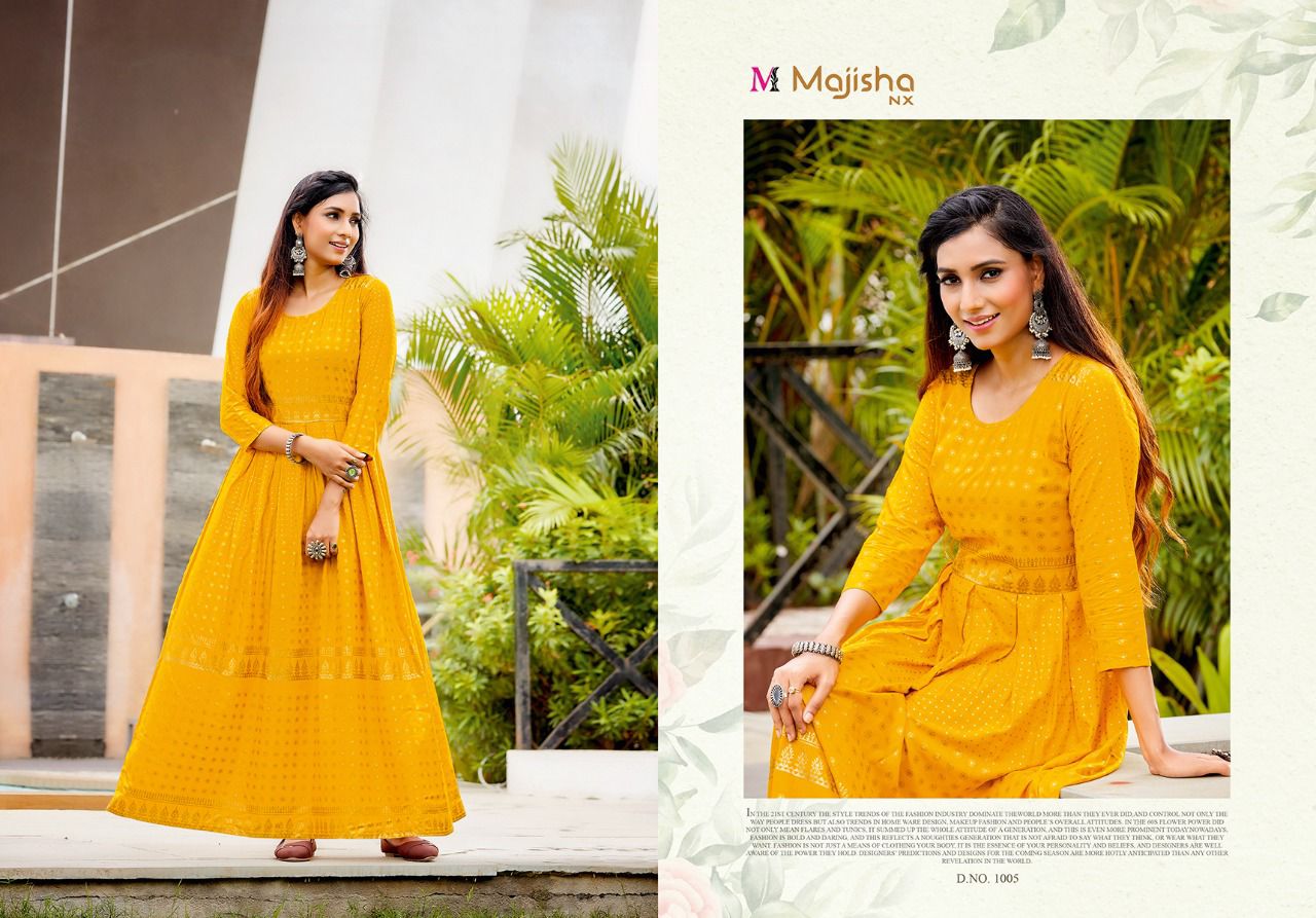 Majisha Nx Advika Latest Fancy Party Wear Rayon Printed Anarkali Kurti Collection
