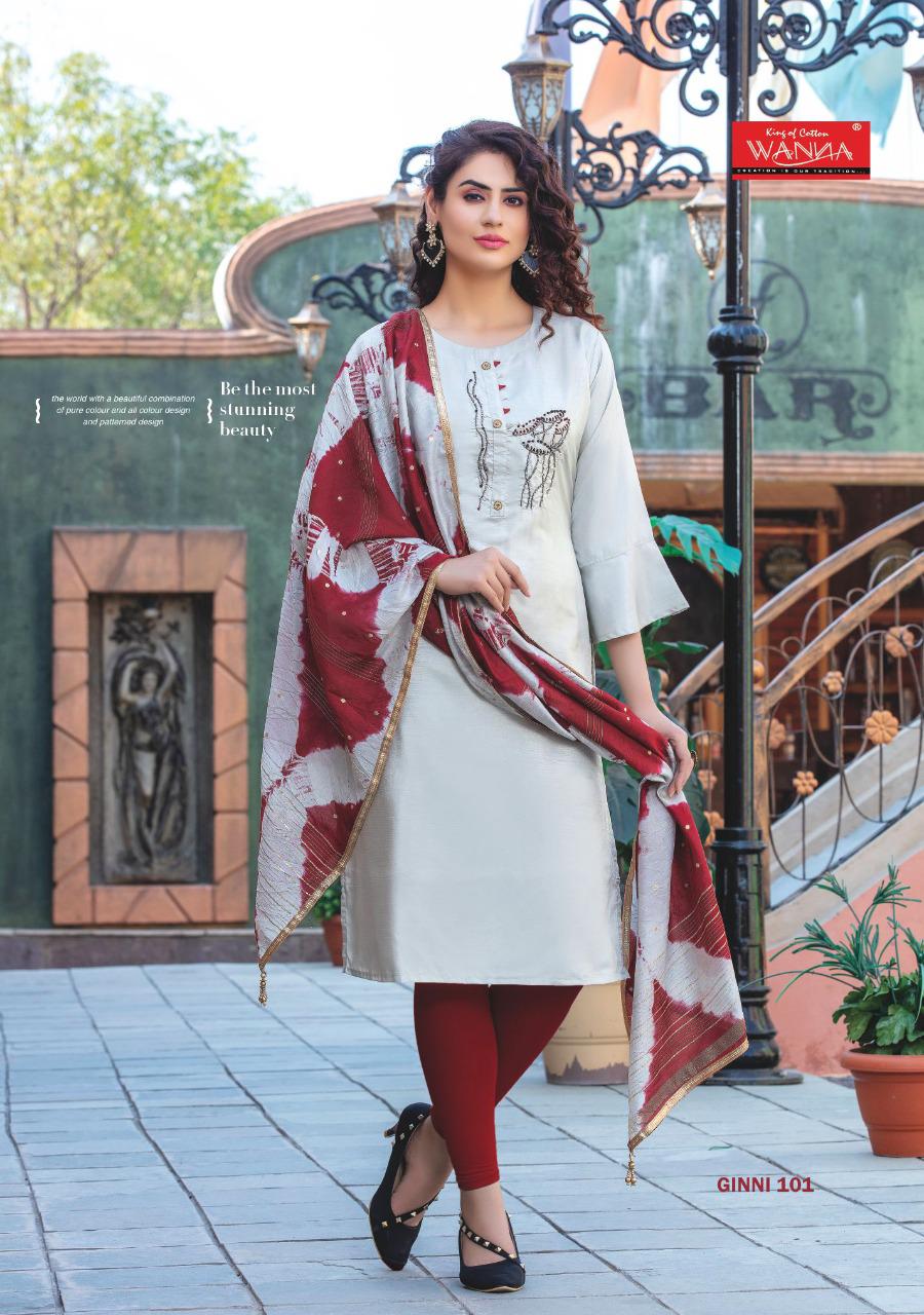 Wanna Ginni Designer Casual Wear Heavy Silk Kurtis With Fancy Heavy Dupatta Collection