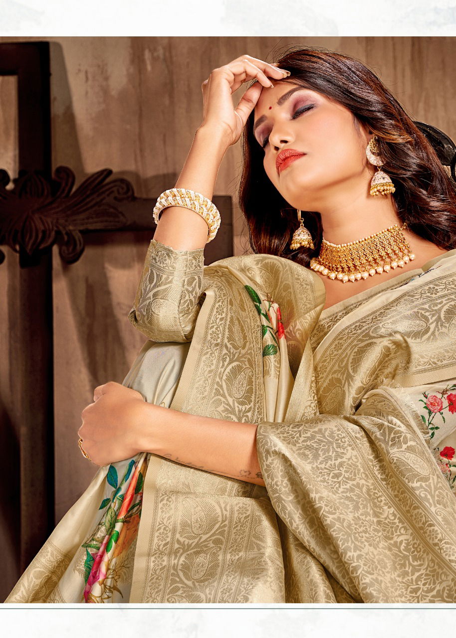 Rajyog Anjali Latest Designer Fancy Festive Wear Silk Digital Printed Silk Sarees Collection
