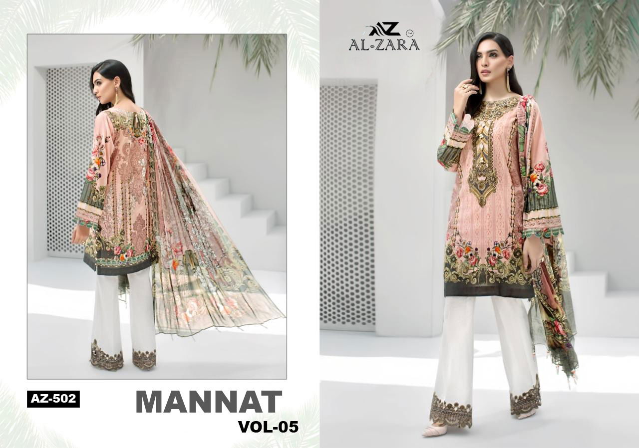 Al Zara Mannat 5 Latest Fancy Pure Cotton Heavy Patch Work Karachi Dress Materials Collection