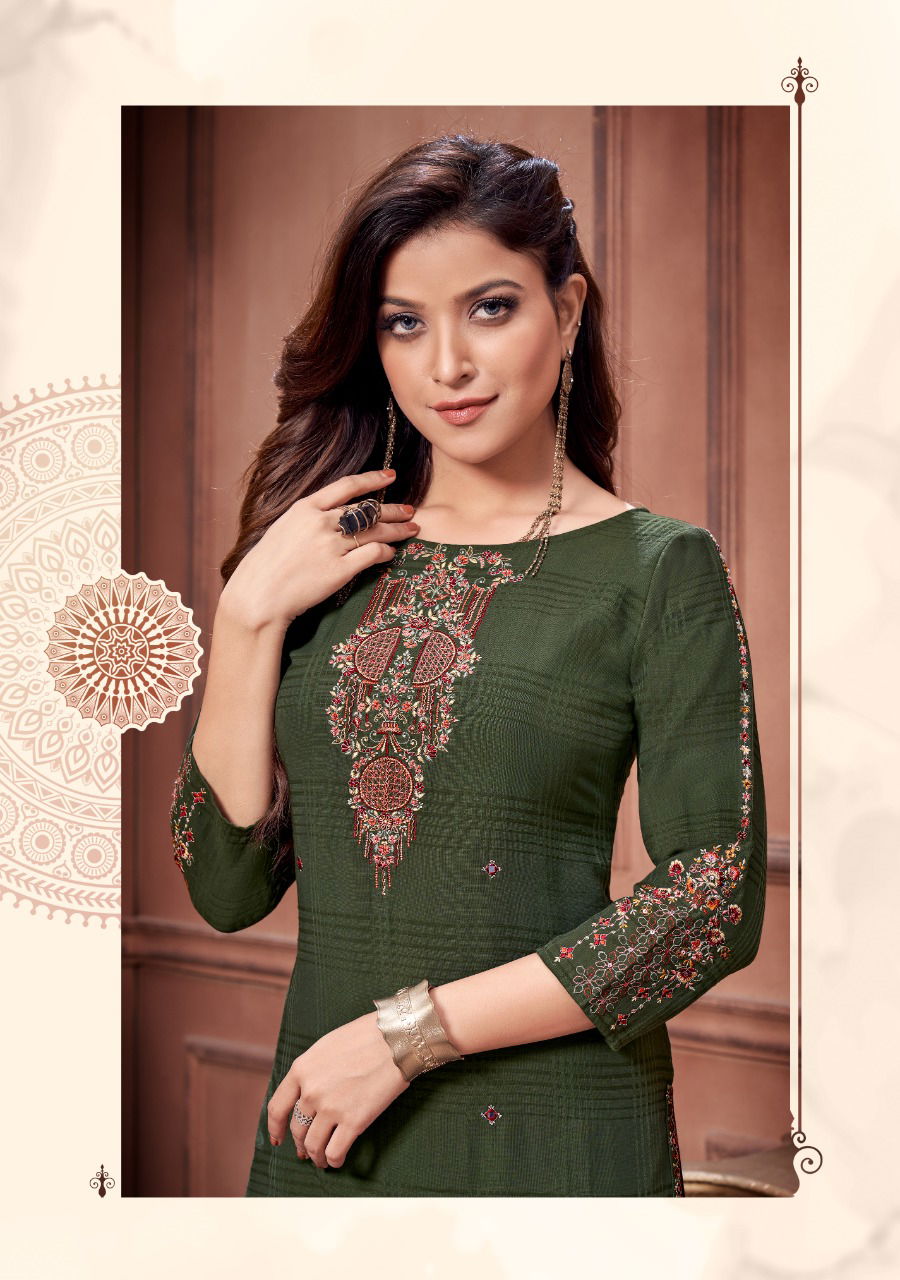 Koodee Veer 4 Fancy Party Wear Viscose Embroidery Khatli Work Designer Kurti Collection