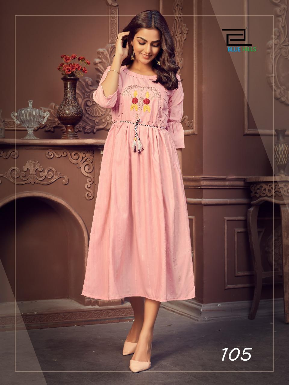 Blue Hills Lotus 1 Latest Fancy Designer Festive Wear Chinon Designer Heavy Kurtis Collection
