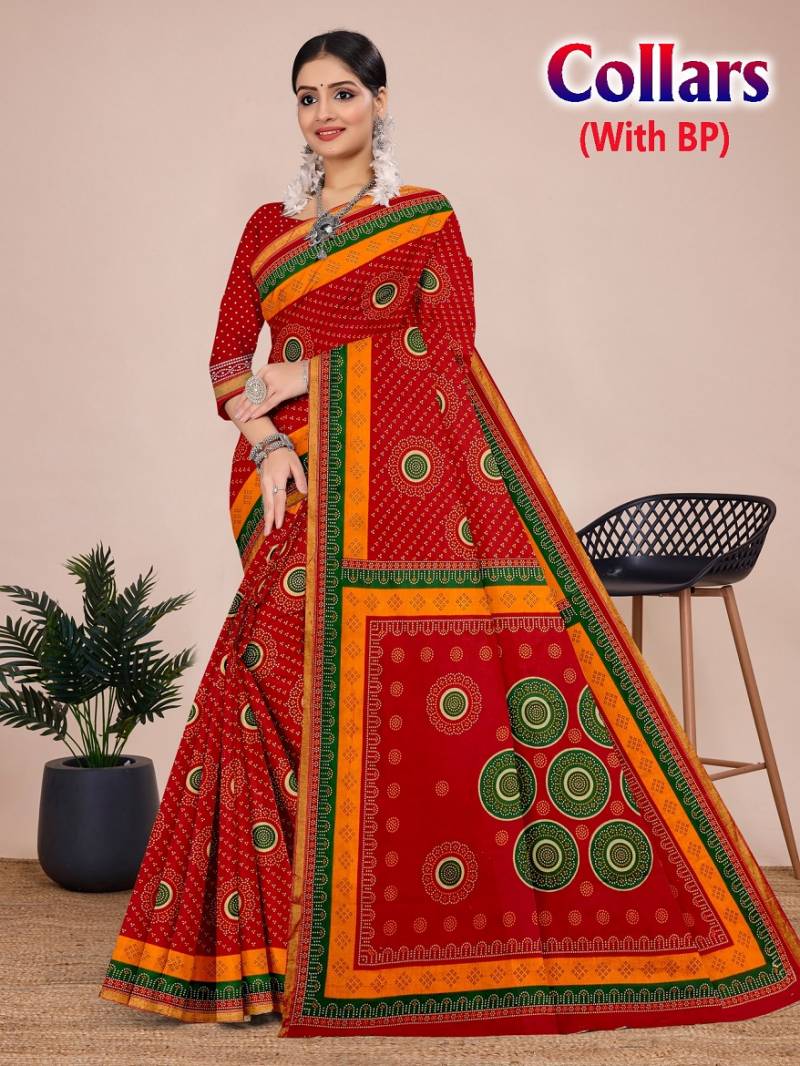 Collars 1 Casual Wear Cotton Printed Saree Wholesale Clothing Distributors In India