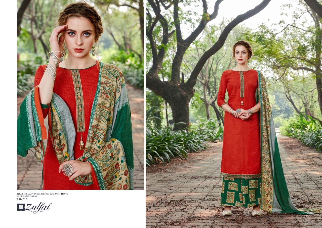 Zulfat Designer Patiala Beats Pashmina Print with Premium Elegantly Stitched Kashmiri Tie and Lace Pkazzo Suit Collection