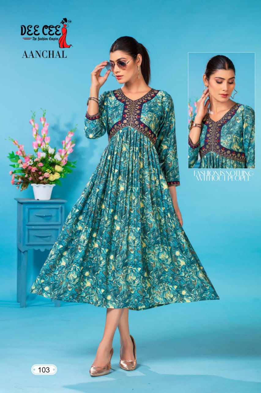 Aanchal By Deecee Alia Cut 101 To 106 Series Printed Kurtis wholesale