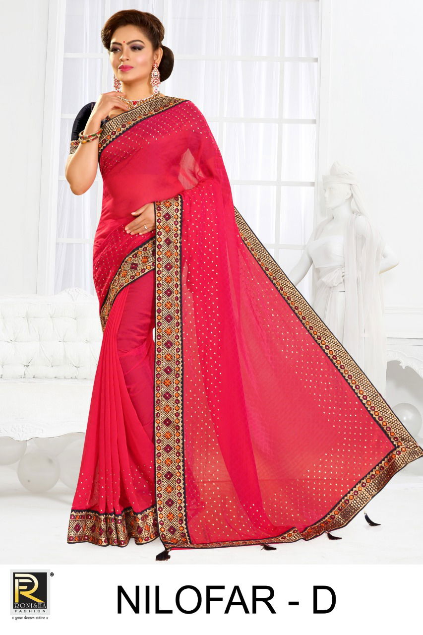 Ronisha Nilofar Latest Diamond Silk Designer Festive Wear Beautiful Design Lace Border Saree Collection 