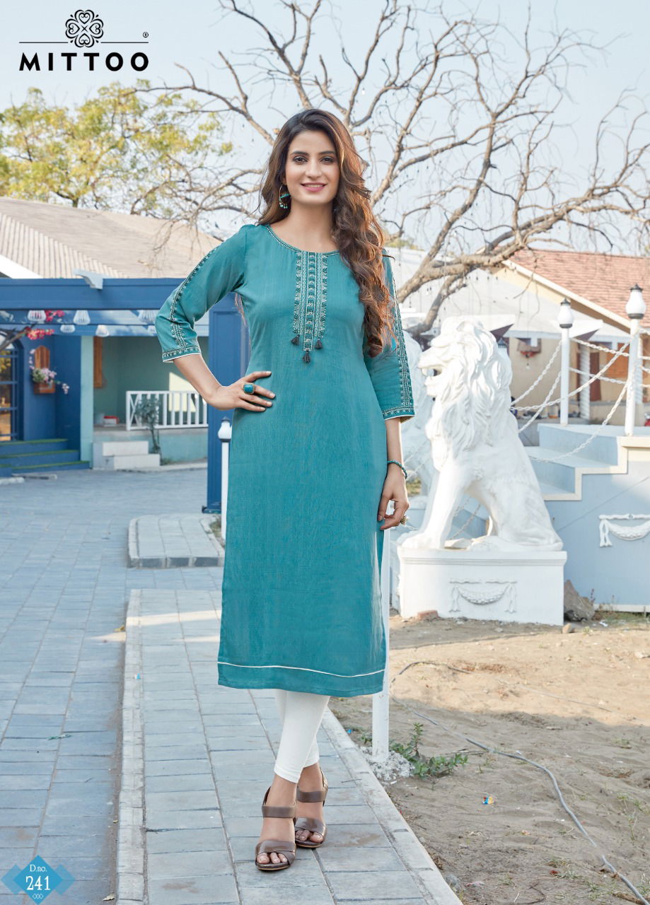 Mittoo Payal 16 heavy Rayon Latest Fancy Designer Ethnic Wear Handwork and Embroidery Work Long Kurti Collection
