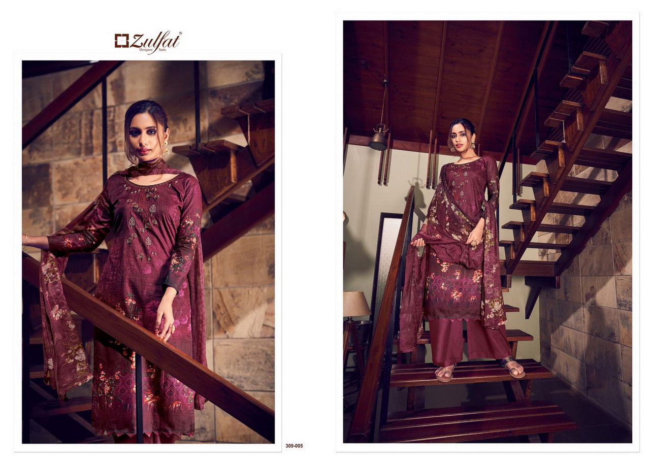 Zulfat Aakruti Latest Casual Wear Pure Cotton Digital Style Print With Heavy Fancy Embroidery Work Dress Material Collection
