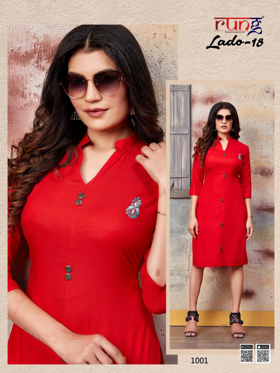 Rung Lado 18 Latest Fancy Designer Casual Wear Rayon Designer Kurtis Collection
