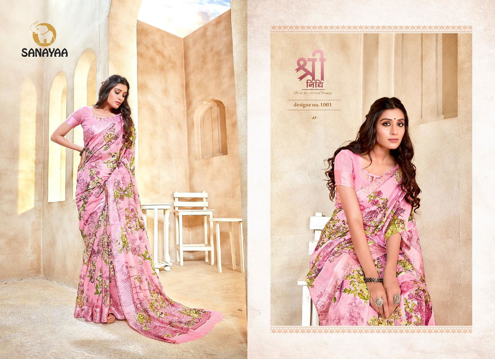 Sanayaa Amelia Latest Fancy Designer silk Casual Wear Linen Printed Saree Collection
