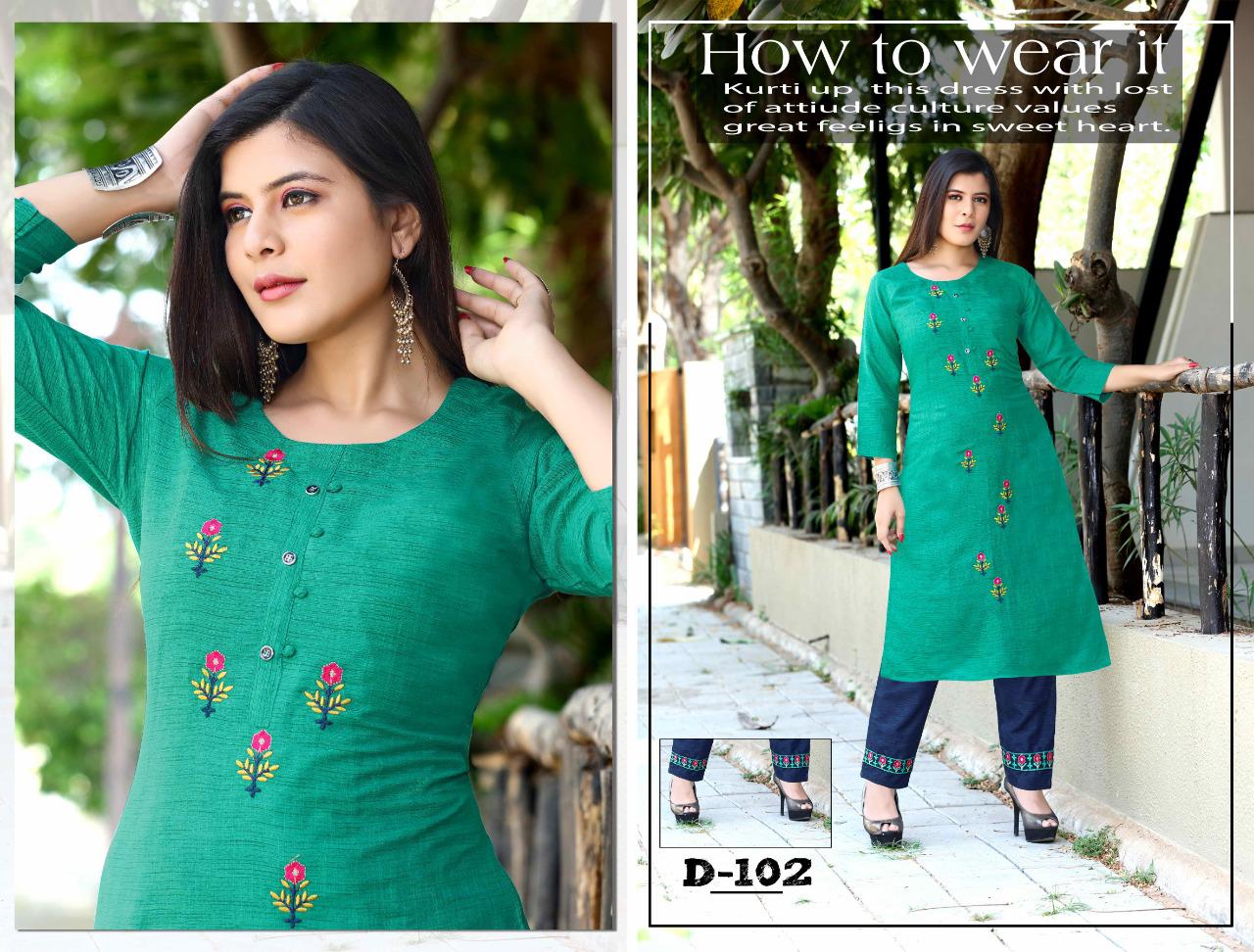 Trendy Pearl Latest Fancy Designer Ethnic Wear Embroidery Rayon Kurti With Bottom Collection
