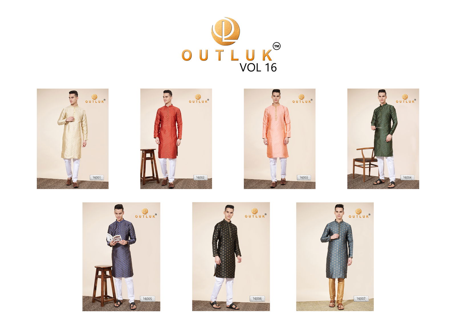 Outluk Wedding Collection Vol 16 Pintex Jaquard Mens Kurta Pajama Manufacturers
