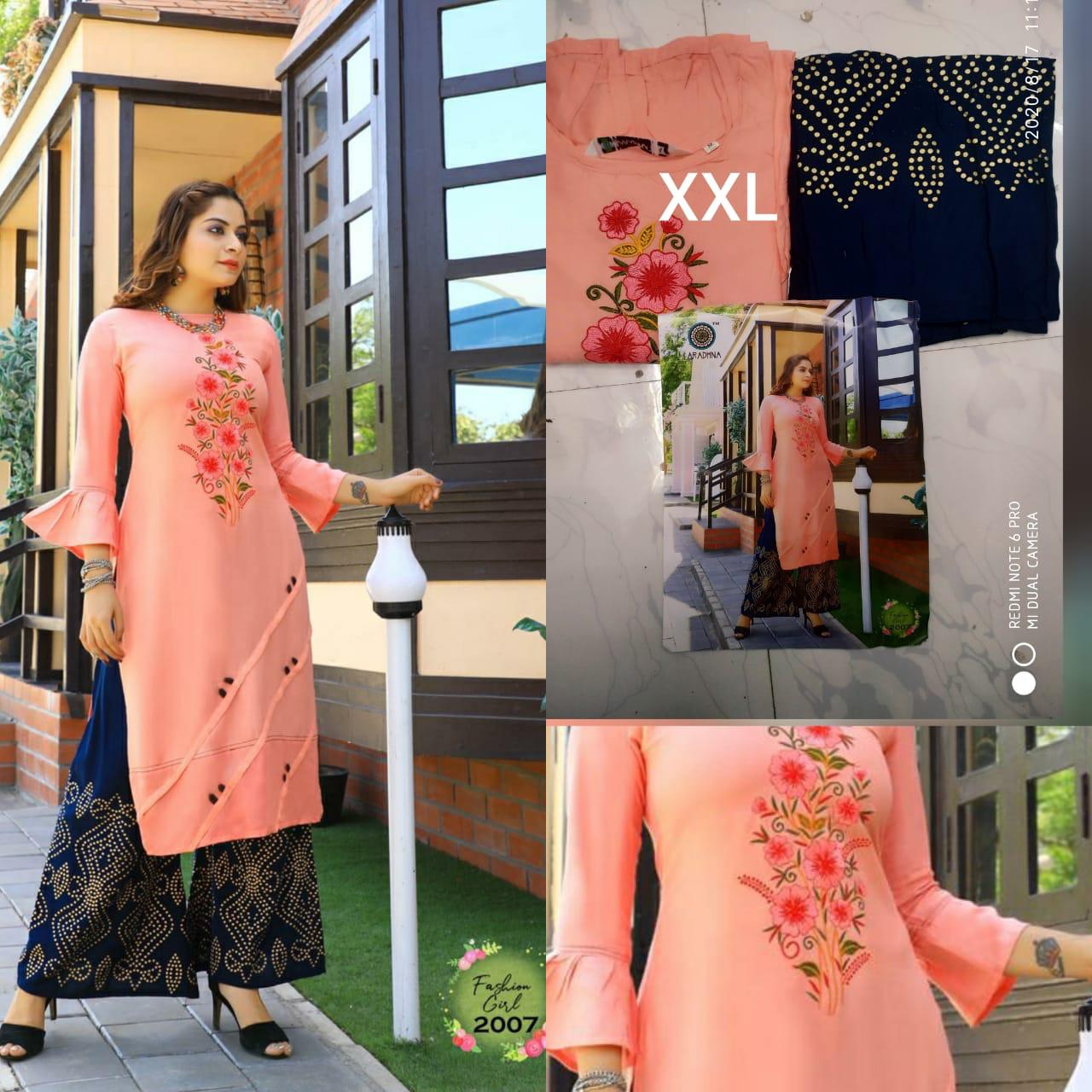ARADHNA FASHION GIRL VOL 2 Heavy Rayon with Embroidery Work & Manual Work with Heavy Rayon With Ordinary Print & Gold Print Pazzo Kurtis Set Collections