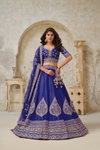 Purple Colour Silk With Leaf Embroidery Work Lahenga With Blouse Dupatta Exporters In India KF 2144