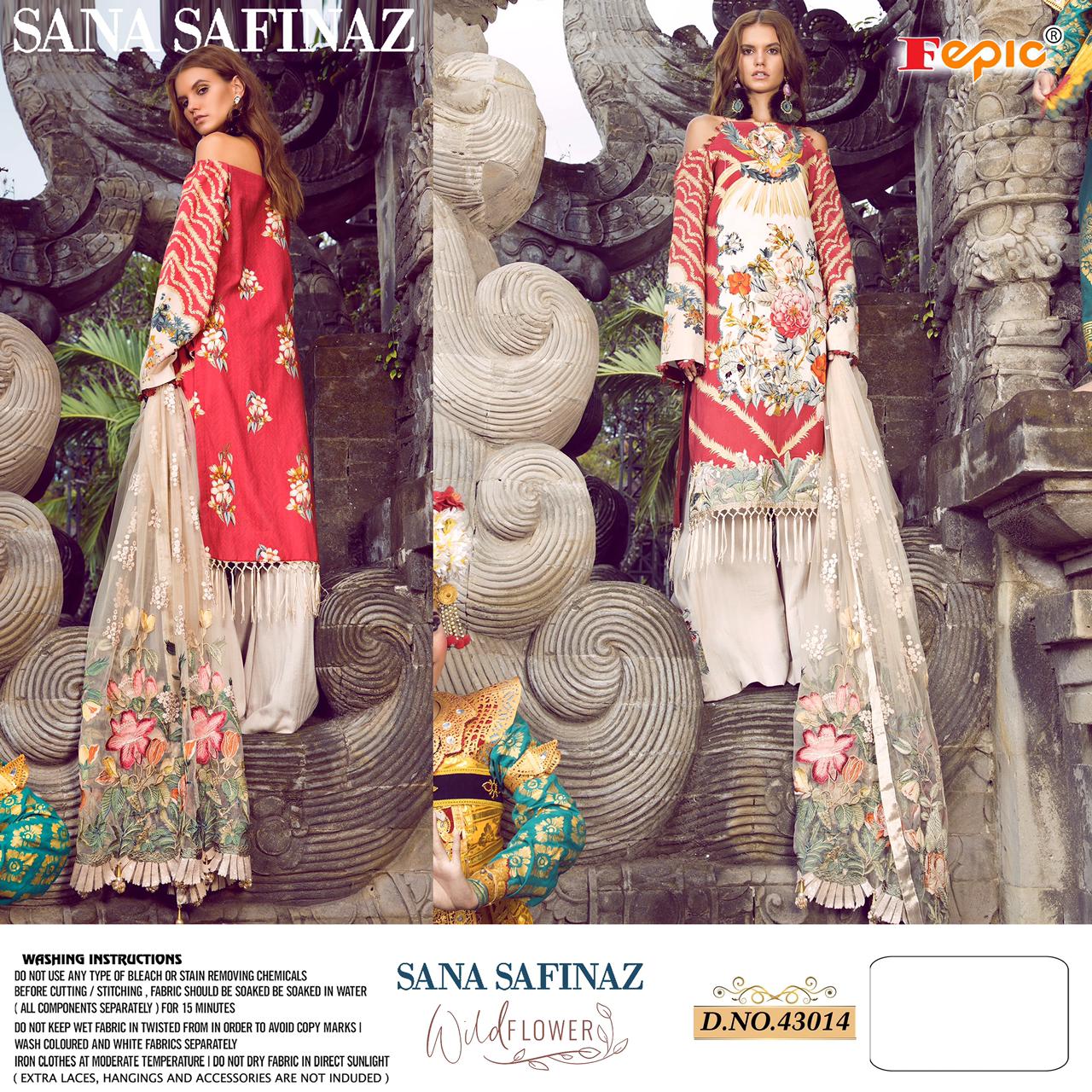 Fepic Rosemeen Sana Safinaz Wild Pure Cotton Digital Print With Embroidery Work Flower Pakistani Salwar Suits Collection