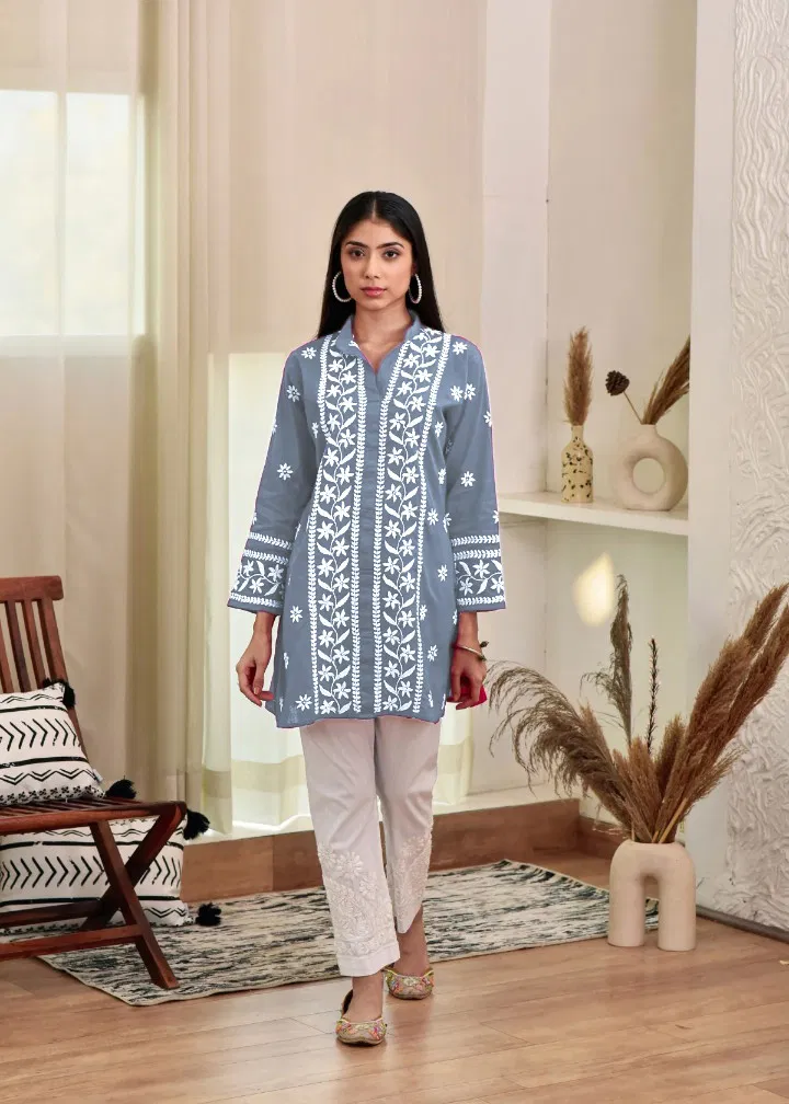 Taanvi 01 Rayon With Chikankari Embroidered Kurti Wholesale Online