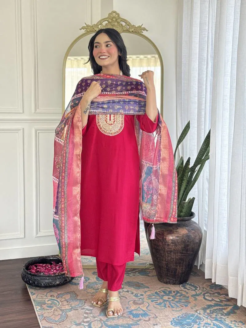 Arina 01 Chanderi Silk Kurti Bottom With Dupatta Exporters In India